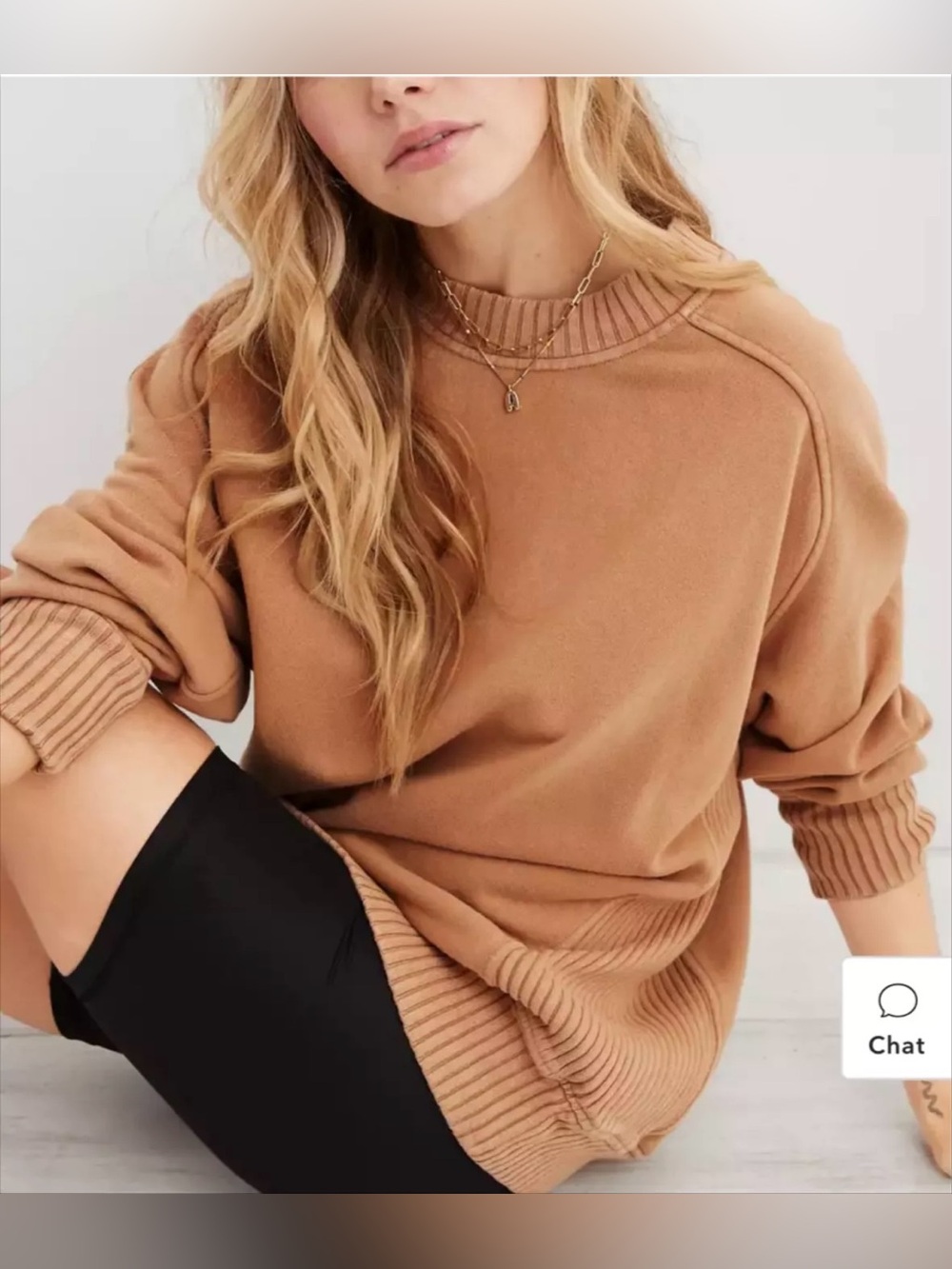 EUC Aerie Women's Down-To-Earth Crew Sweatshirt Tan Size XL